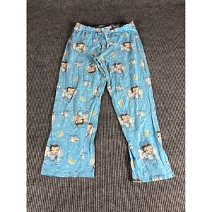 Betty Boop Blue Cotton Pajama Pants Pudgy Dog Moon Stars Sleepwear Small 4/6
